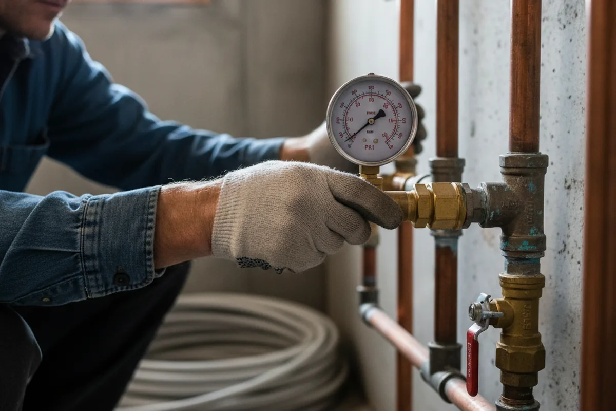 Pressure testing a repaired line during Water Line Repair in Buchanan